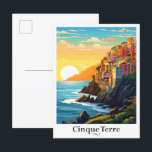 Carte Postale Cinque Terre Italie Art Voyage Illustration Vintag<br><div class="desc">Cinque Terre Italie Art Voyage Illustration Vintage</div>