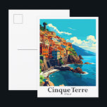 Carte Postale Cinque Terre Italie Portrait Vintage voyage<br><div class="desc">Illustration de la peinture Vintage voyage Cinque Terre Italie</div>