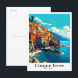 Carte Postale Cinque Terre Italie Portrait Vintage voyage<br><div class="desc">Illustration de la peinture Vintage voyage Cinque Terre Italie</div>