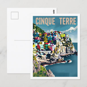 Carte Postale Cinque Terre Italie Vintage Lieu de voyage célèbre