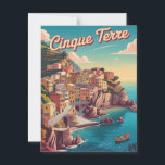 Carte Postale Cinque Terre vintage<br><div class="desc">Cette belle carte postale aquarelle capture la sérénité de la terre de cinque avec des coups de pinceau doux et fluides et des couleurs délicates. Présentant des falaises pittoresques, de charmants villages balnéaires et la mer Méditerranée étincelante, cette interprétation artistique évoque le charme paisible et l'élégance intemporelle de cette destination...</div>
