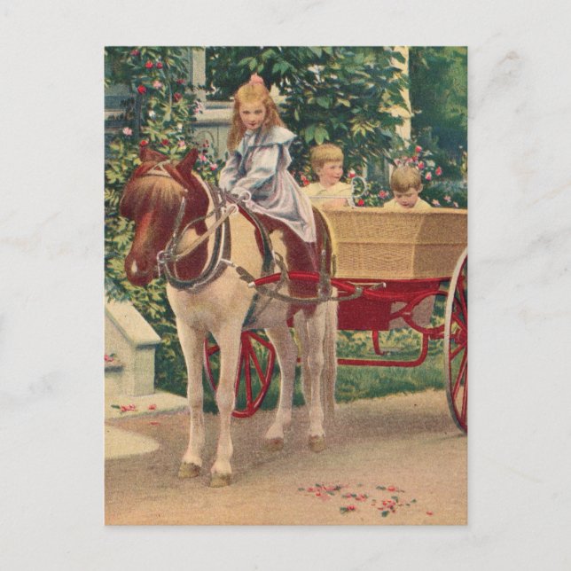 Carte Postale circa 1910 enfants et charrue à cheval (Devant)