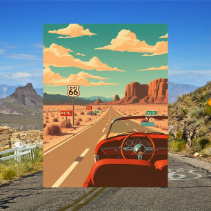 Carte Postale Circuit Classique Route 66 Vintage