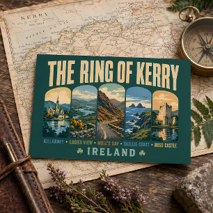 Carte Postale Circuit de Kerry Irlande Lieux Illustrés Rétro