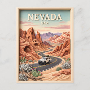 Carte Postale Circuit Nevada Vallée de Feu Texture Vintage 3D