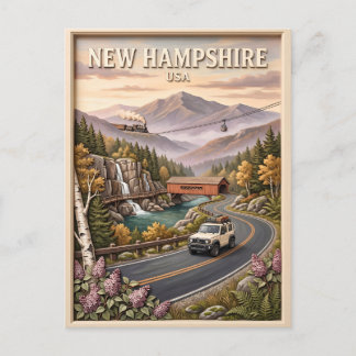 Carte Postale Circuit routier vintage au New Hampshire, paysage