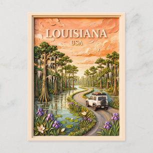 Carte Postale Circuit vintage à travers le bayou de Louisiane en