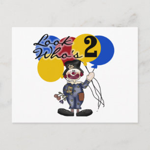 Carte Postale Circus Clown 2e Anniversaire Tshirts et cadeaux