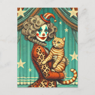 Carte Postale Circus Clown et son Ginger Kitty