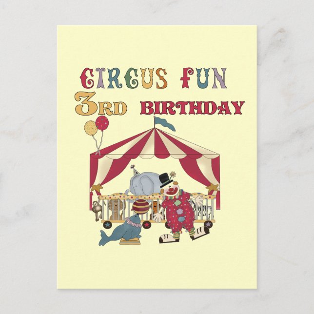 Carte Postale Cirque 3e Anniversaire Tshirts et cadeaux (Devant)