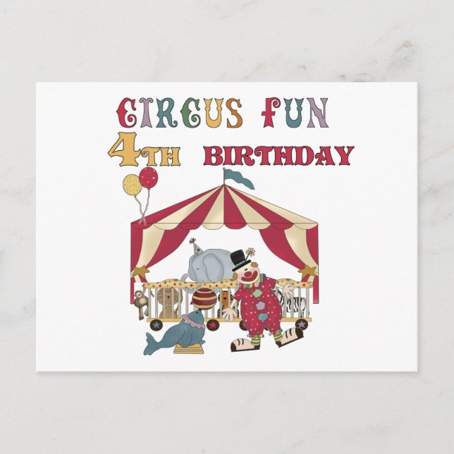 Carte Postale Cirque 4e Anniversaire Tshirts et cadeaux (Devant)