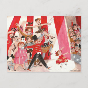 Carte Postale cirque rouge rose noir de la fille de la préformat