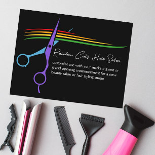 Carte Postale Ciseaux arc-en-ciel Styliste Chic Salon Marketing