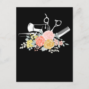 Carte Postale Ciseaux Fleur Femmes Coiffeuse Stylo Coiffeuse