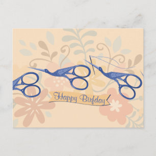 Carte Postale Ciseaux ornementaux de cigogne à coudre couturiers