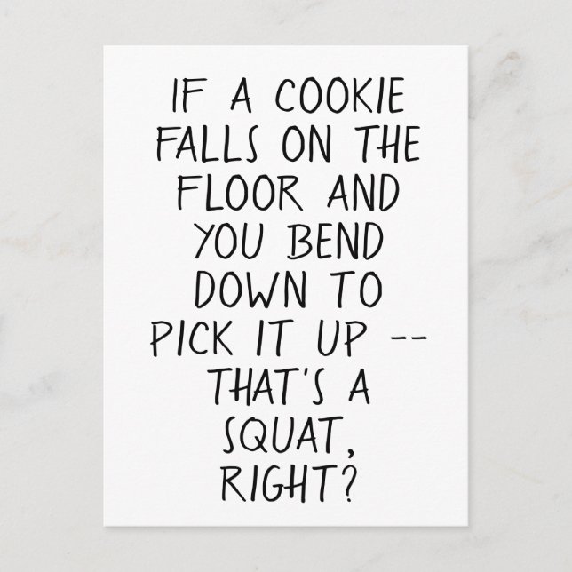 Carte Postale Citation amusante anti-exercice du cookie (Devant)