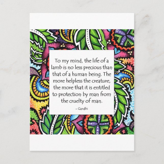 Carte Postale Citation animale de Gandhi (Devant)