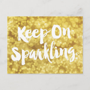 Carte Postale Citation Bokeh de Parties scintillant floue en or