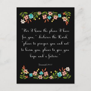 Carte Postale Citation chrétienne Art - Jérémie 29:11