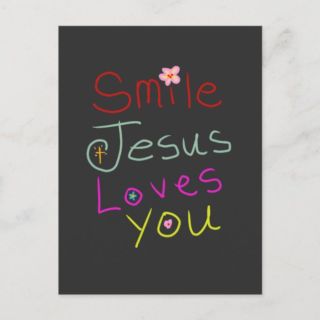 Carte Postale Citation chrétienne « Souriez, Jésus vous aime » (Devant)
