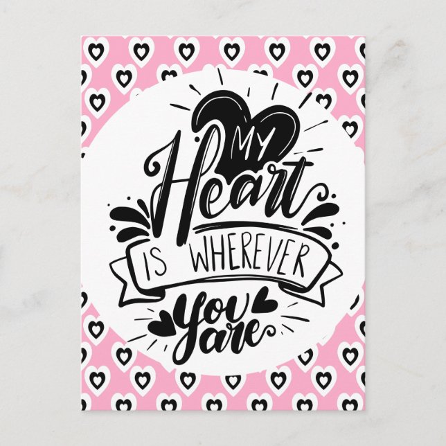 Carte Postale Citation coeurs roses et noirs Saint-Valentin    (Devant)