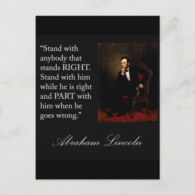 Carte Postale Citation d'Abraham Lincoln "support avec (Devant)