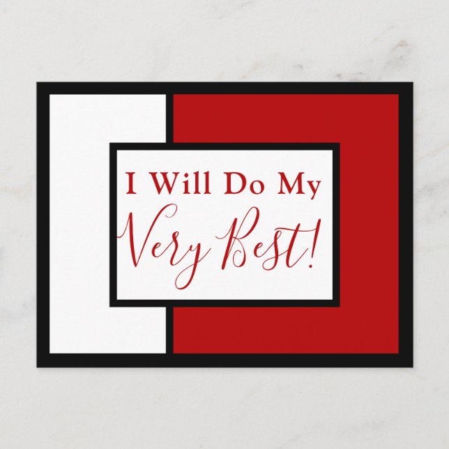 Carte Postale Citation d'affirmation moderne Bloc de couleur Rou (Devant)
