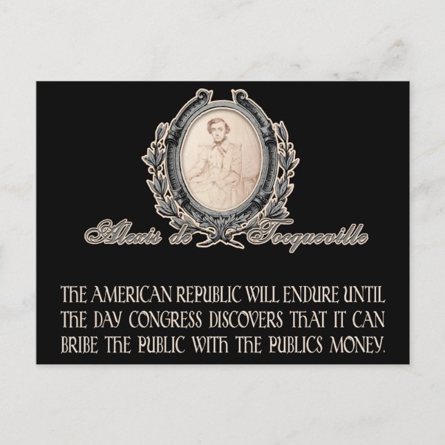Carte Postale Citation d'Alexis de Tocqueville : La vie de (Devant)