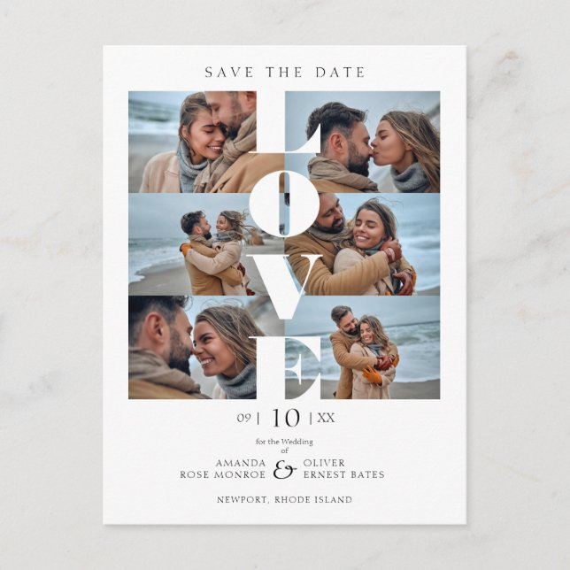 Carte Postale Citation d'amour blanc tendance Collage Mariage 6  (Devant)