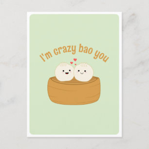 Carte Postale Citation d'amour de boulette Bao asiatique mignonn