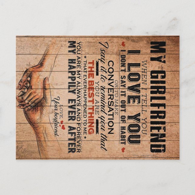 Carte Postale Citation d'amour pour petite amie, Cadeau d'annive (Devant)