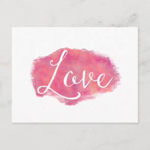 Carte Postale Citation d'aquarelle inspirée Pink Love