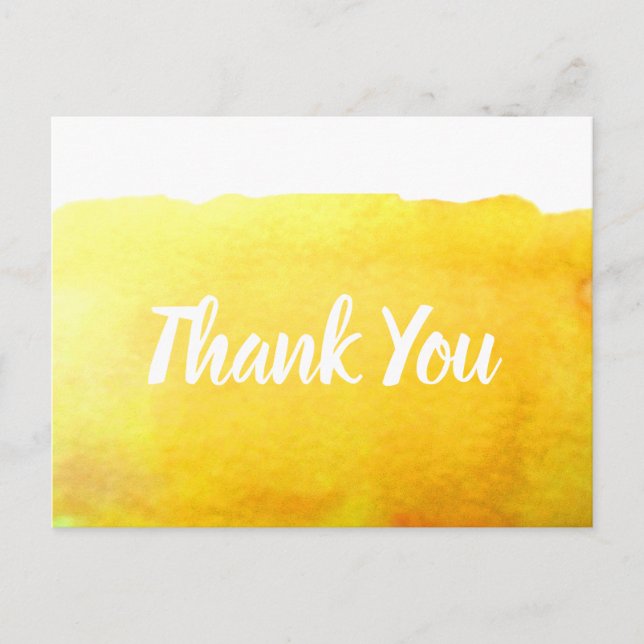 Carte Postale citation d'art de l'aquarelle jaune Merci (Devant)