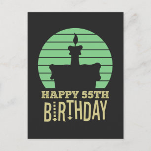 Carte Postale citation de 55e anniversaire vert jaune heureux
