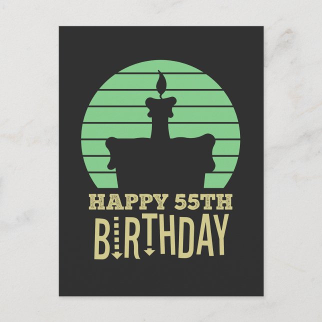 Carte Postale citation de 55e anniversaire vert jaune heureux (Devant)