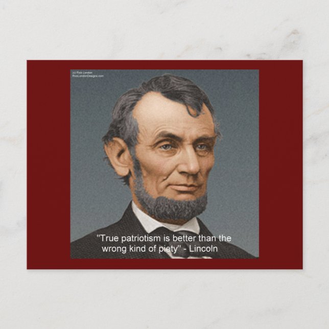Carte Postale Citation de Abe Lincoln "True Piety" (Devant)