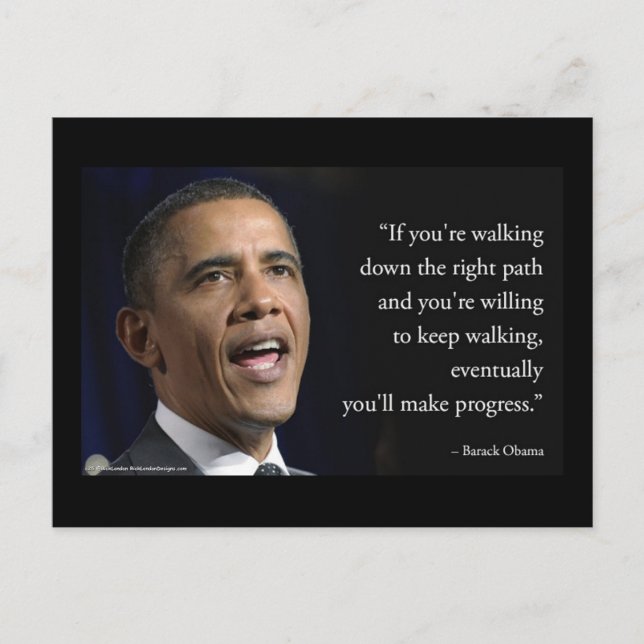 Carte Postale Citation de Barack Obama et "Faire des progrès"  (Devant)