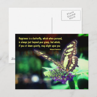 Carte Postale Citation de bonheur de papillon Inspirante 