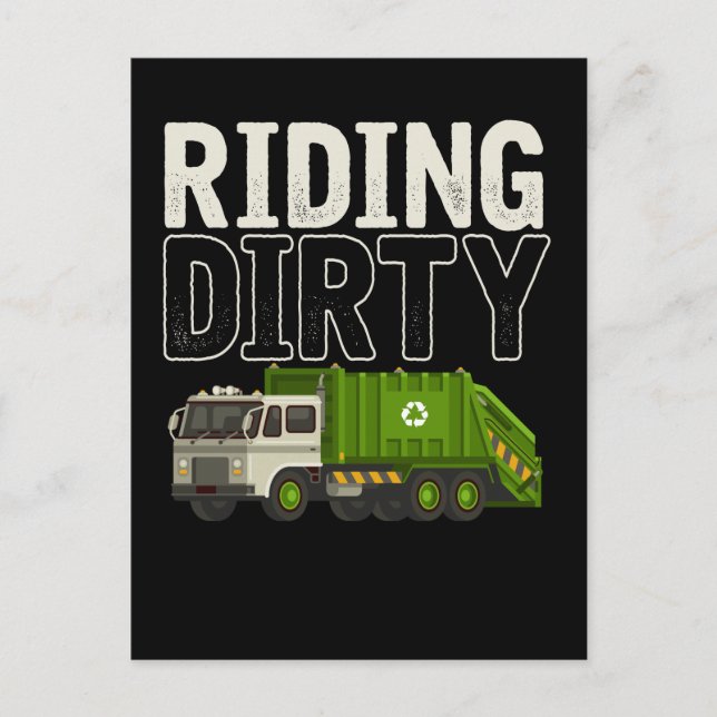 Carte Postale Citation de camion-poubelle Jour-poubelle Trucker (Devant)