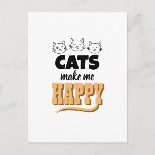 Carte Postale Citation de chat mignon Typographie Amateur de cha