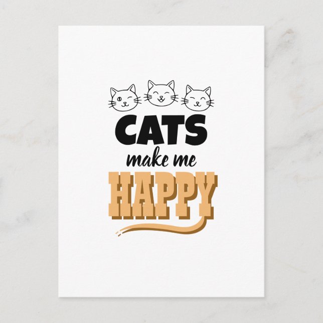 Carte Postale Citation de chat mignon Typographie Amateur de cha (Devant)