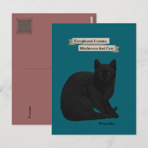 Carte Postale Citation de chat noir mystérieux personnalisée sar