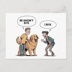 Carte Postale Citation de chien drôle dessin animé je mord humou