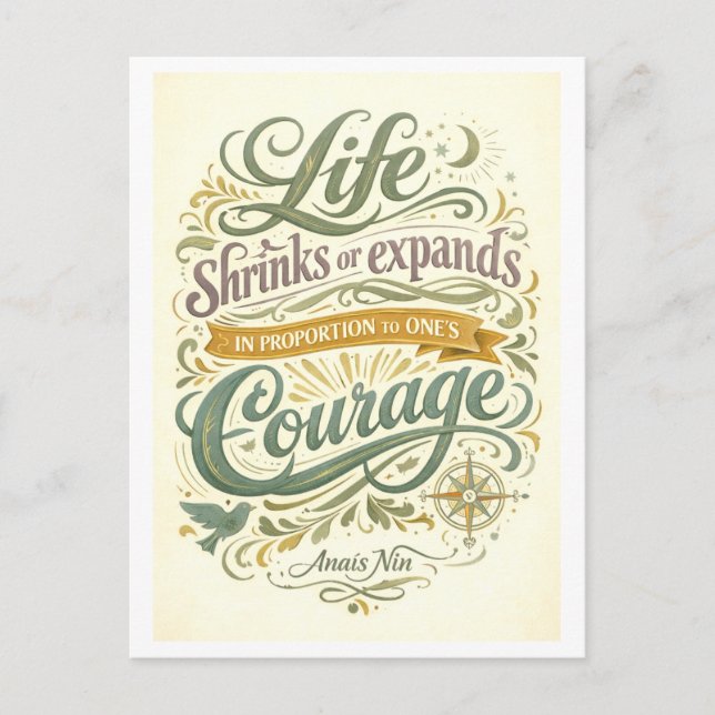Carte Postale Citation de courage d'Anais Nin  (Devant)