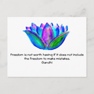 Carte Postale Citation De Gandhi Freedom Avec Lotus Blossom Phot