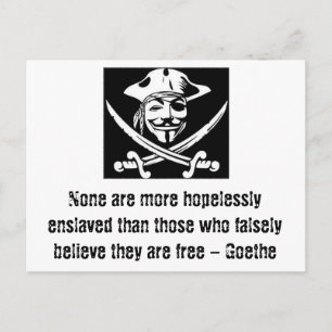 Carte Postale Citation de Goethe avec pirate anonyme