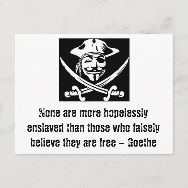 Carte Postale Citation de Goethe avec pirate anonyme (Devant)
