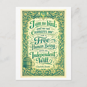 Carte Postale Citation de Jane Eyre Bronte : Je ne suis pas un o