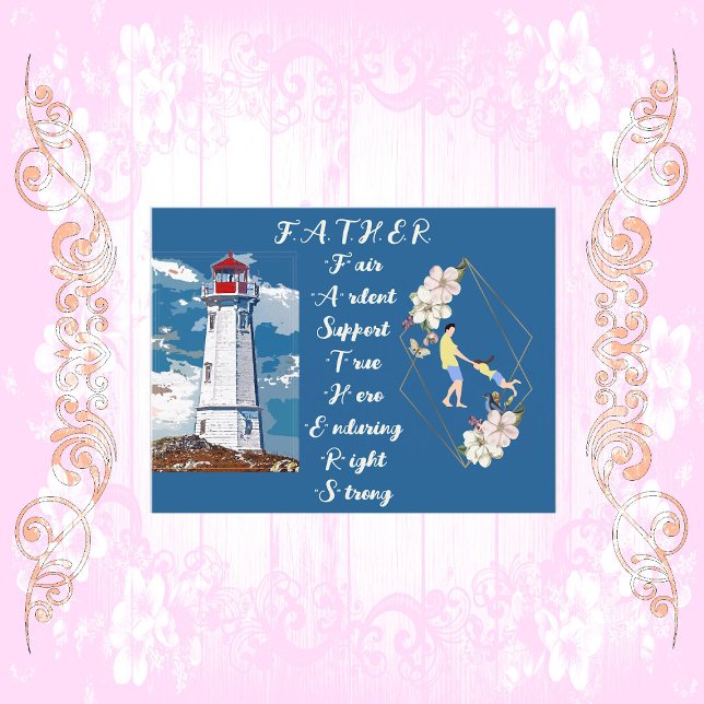 Carte Postale Citation de la fête des pères pour le lien entre p (Dad Daughter Bonding Lighthouse Father's Day Quote Postcard)