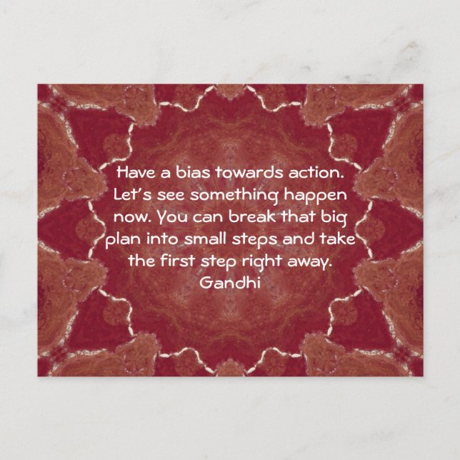 Carte Postale Citation de la sagesse de Gandhi sur l'action (Devant)